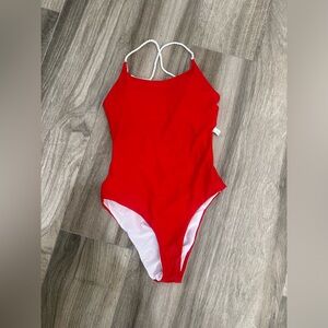 Red one piece swimsuit